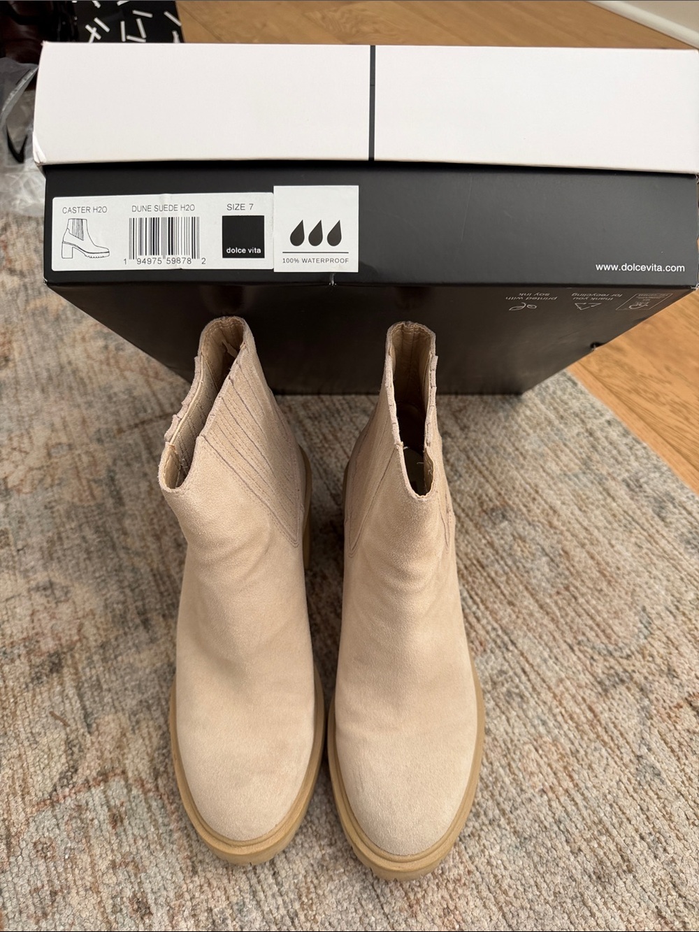 Dolce Vita Dune Suede Ankle Boots in Beige